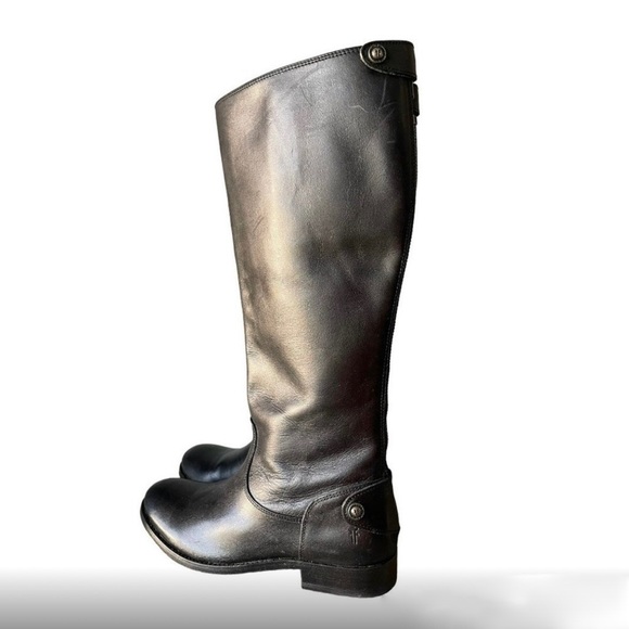 Frye Women's Melissa Button 2 Back Zipper Size 7 Black Leather Tall Boots - Picture 1 of 6